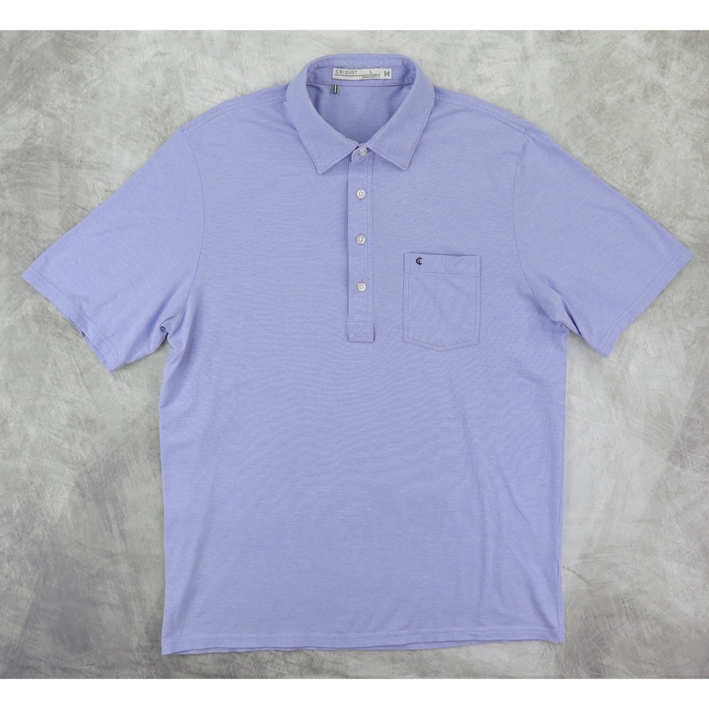 Criquet Polo Shirt Mens Large Blue Pima Cotton Blend Short Sleeve Pocket Logo